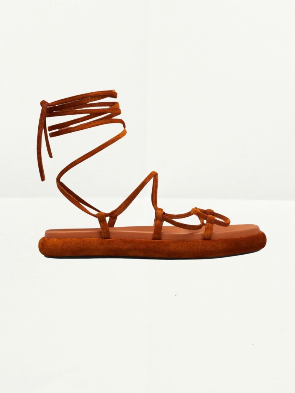 KHAITE Rust Suede Lace-Up Gladiator Sandal